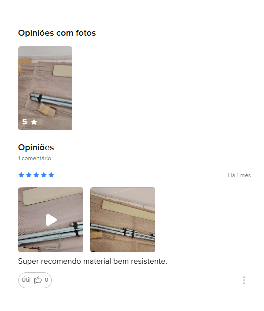 Avaliação de comprador sobre o material do toldo