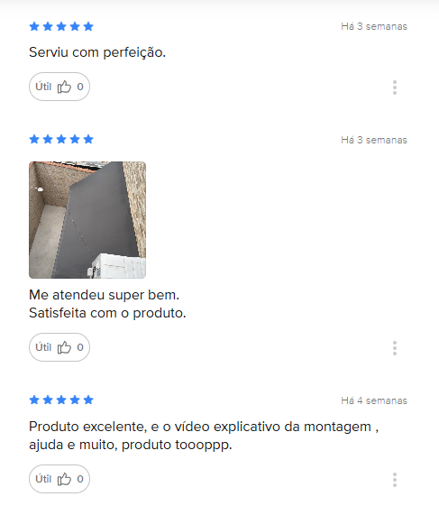 Avaliações de compradores dos toldos