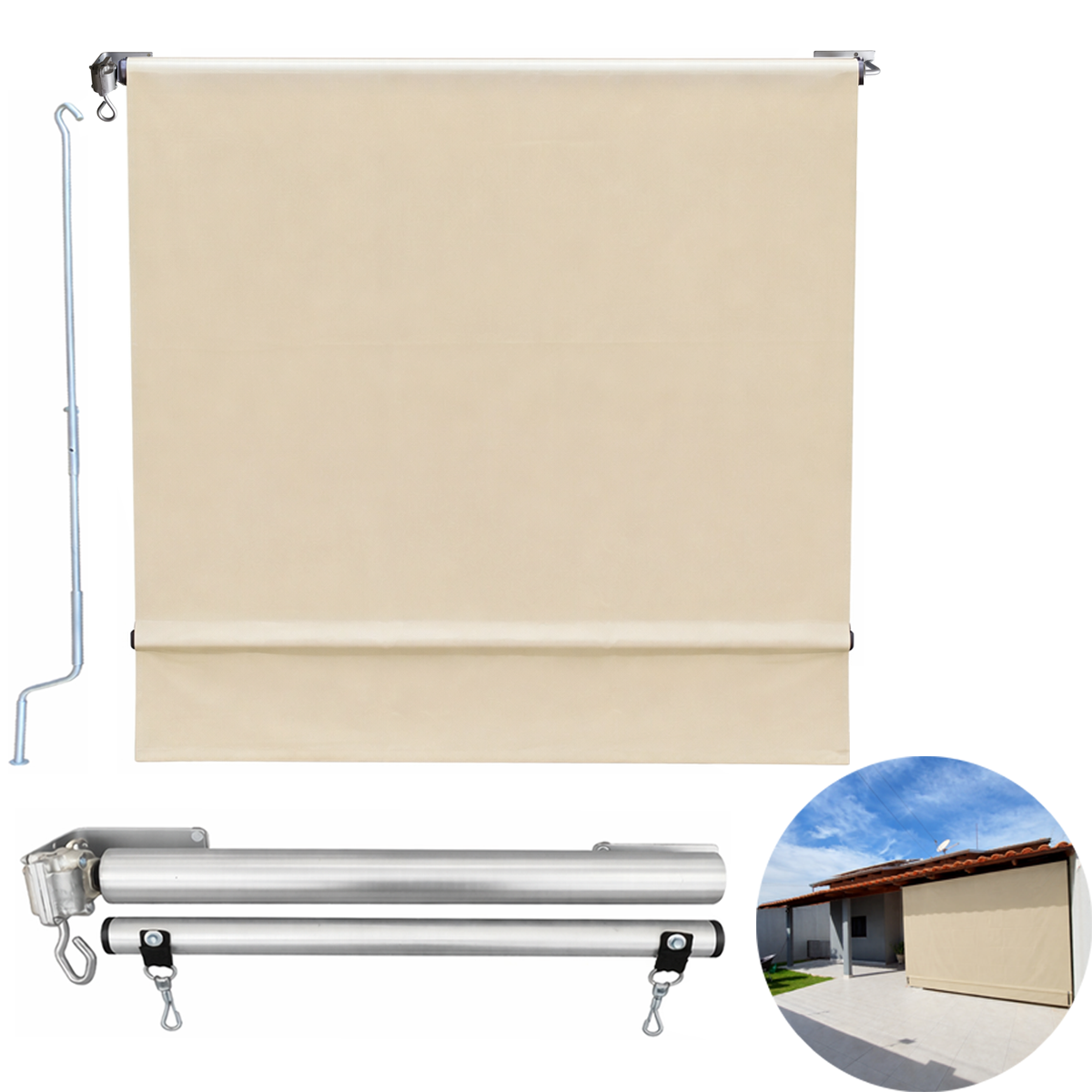 Toldo retrátil cortina bege sem visor